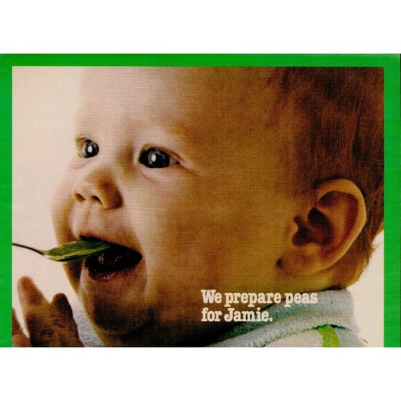 Gerber Baby Food f/ Peas 1982 Vintage Print Ad (L16) - Picture 2 of 3